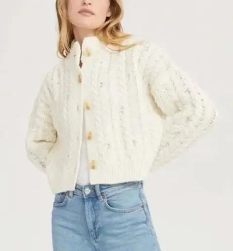 Something Navy  Embellished Cableknit Cardigan Sweater Button Fairy Ivory XXL