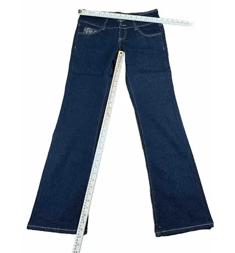 Crest Jeans Women's Size 5/6 Flare Embroidered Back Pockets Low Rise Denim Blue