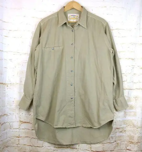 VTG Code Bleu Shirt Women L Beige Relaxed Button Shacket Hong Kong Lagenlook Size L