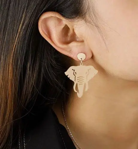 NEW Metal Elephant Earrings Large Gold University Of Alabama Roll Crimson Tide