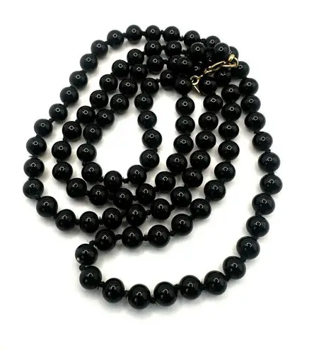 Monet  vintage long  black beaded necklace