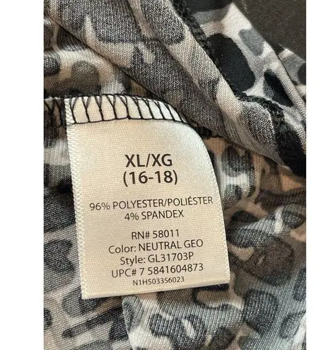 George Black Gray Geometric Sleeveless Cowl Neck Empire Waist Pullover Dress XL