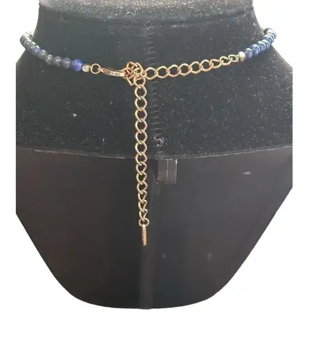 Ettika  Lapis Lazuli & Quartz Crystal adjustable  Choker Necklace  Blue Gold