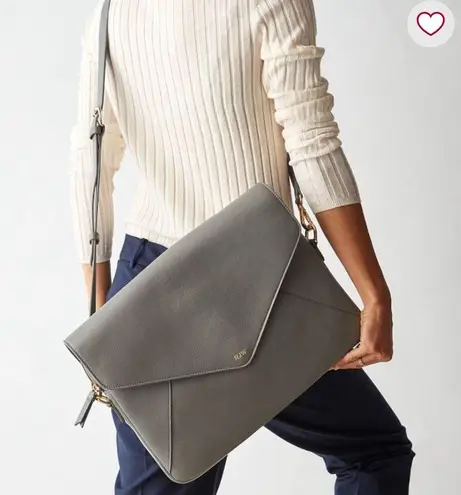 Mark and Graham ZOE LEATHER LAPTOP CROSSBODY in Gray Lux1**