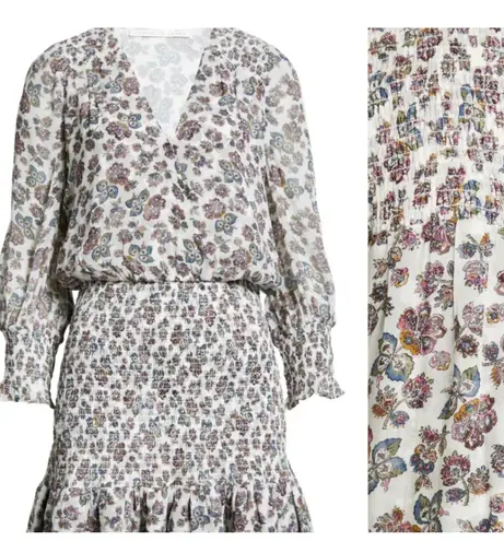 Veronica Beard Saera Smocked Floral Minidress