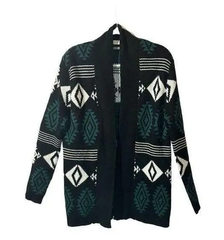 Elodie Women's Aztec Pattern Open Front Mohair Blend Cardigan Sweater L Western