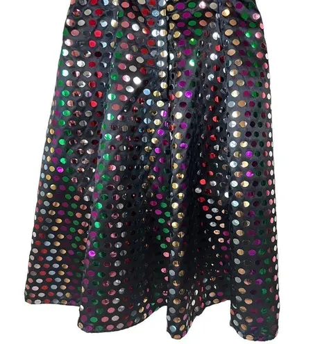 Vintage 80s Nadine Rainbow Swiftie Disco Ball Sequin Strapless Mini Dress Black