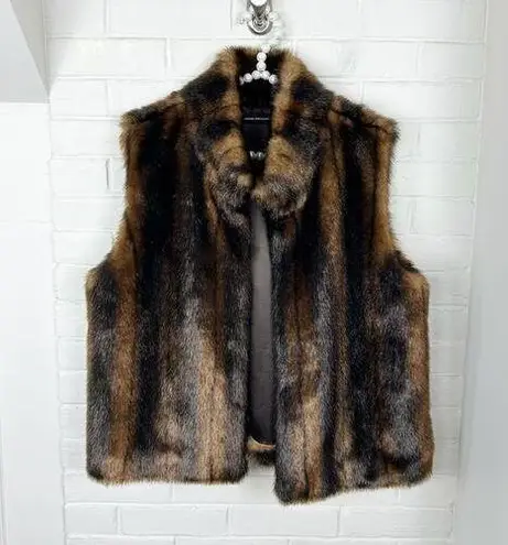 Valerie Stevens Vintage  Multi Brown Faux Fur Vest Size L/XL