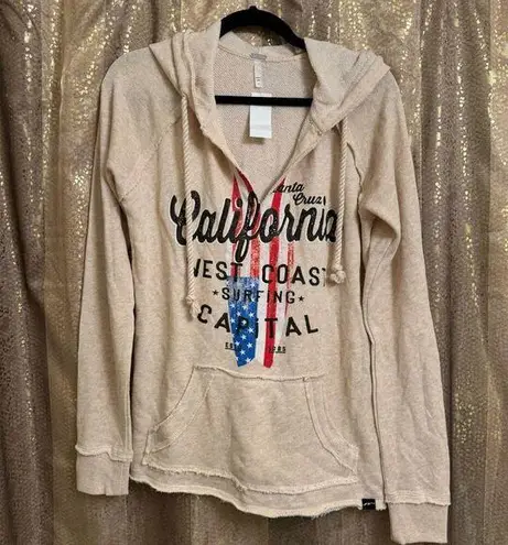 TechStyles Cream Ivory Boho Santa Cruz California Hoodie Sweater L NWT Size L