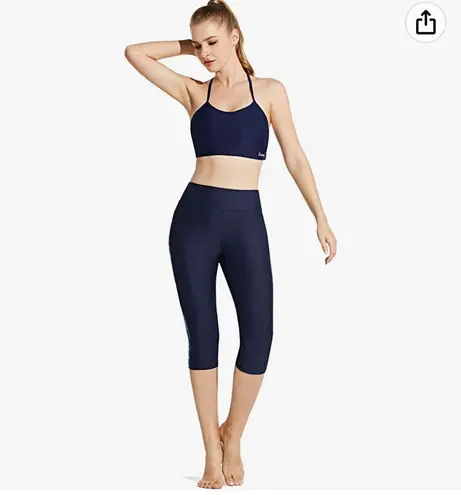 Baleaf Women's Athletic Swim Bralette Modest Bikini Tops Midkini Sports Bra Swimsuit UPF 50