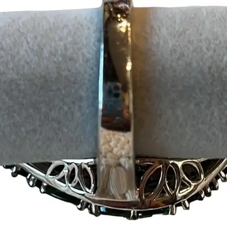 Large Chrome Diopside Rhodium over Silver 925 Ring Size 8.5