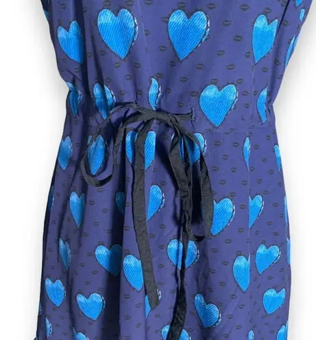 Eshakti eShakati Dress Navy Heart Print Sleeveless Drawstring Waist Scoop Neck Midi