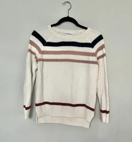 Olive & Oak White Navy Blue Blush Knit Striped Pullover Sweater