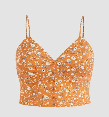 Cider Crop Top 3XL Plus Curvy Ditsy Floral Cami Tank Orange Smocked V-Neck NEW