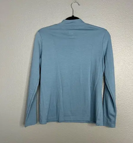 L.L.Bean  Supima Cotton Long Sleeve Mock Neck Top Blue Small