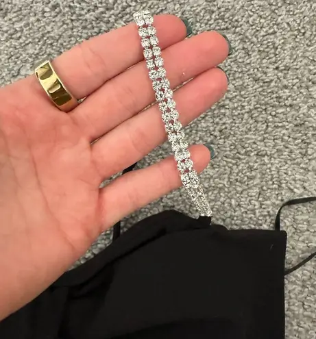 Black Bow Top with Diamond Straps – Glamorous Party Wear Silver