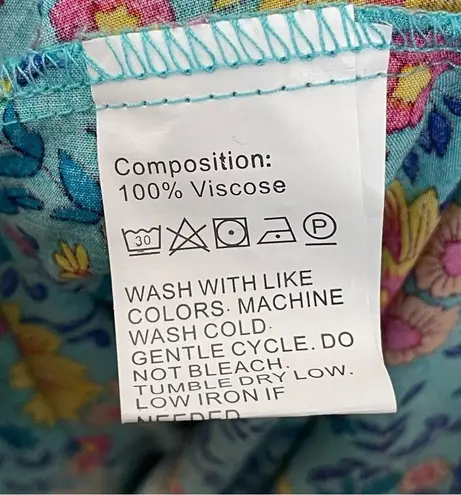 PRETTYGARDEN Wrap Dress Blue Floral Women Size Medium Short Sleeve Summer Spring