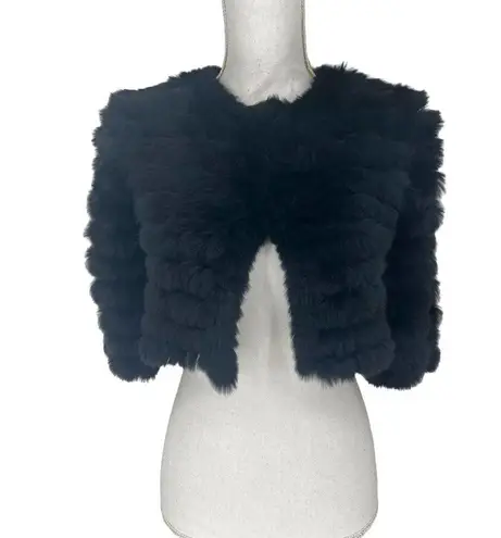 BCBGMAXAZRIA  100% Rabbit Fur Sophiana Jacket in Black