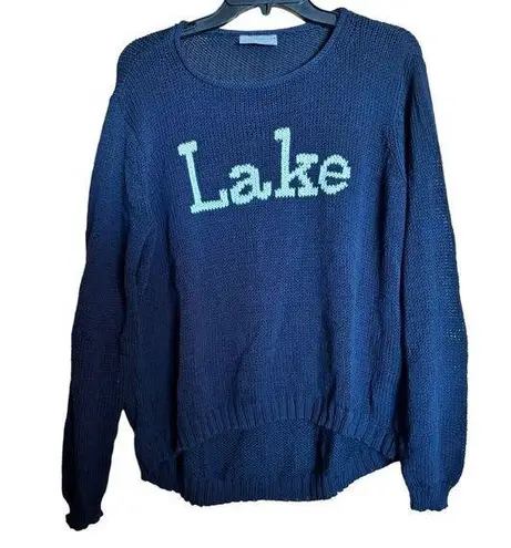 Wooden Ships  Sweater Womens Extra Large XL Lake Graphic Pullover Chunky Knit