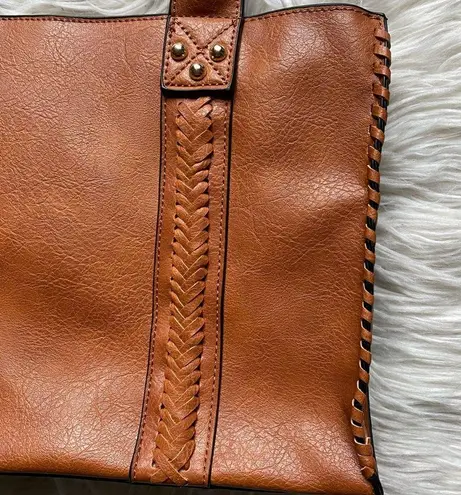 Faux leather hand bag w/ crossbody strap