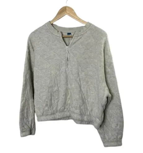 Old Navy  Light Gray 1/2 Zip Cropped Pullover Sweatshirt Women's Large