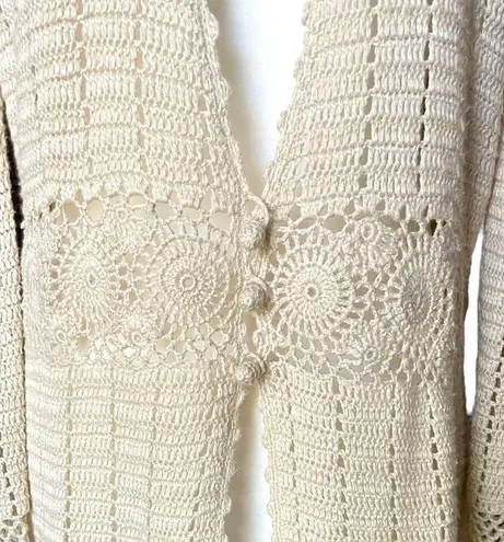 Nine West Vintage  *Rare* Linen Blend Crochet Cardigan Sweater