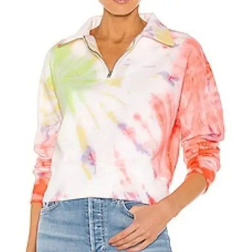 RE/DONE Hanes 70s Neon Space Dye Half Zip Sweatshirt Medium NWT