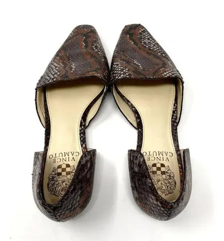 Vince Camuto  Brown Copper Snakeskin Print Kordie D'orsay Leather Loafers 6.5
