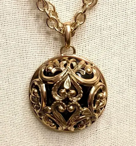 Onyx BARSE Bronze & Black Double Necklace Scroll Cage Pendant Earrings & Ring