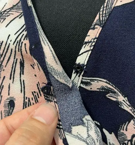 Boston Proper Long Sleeve Surplice Navy Floral Romper Size Small Shorts