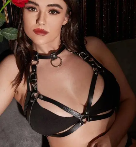 Harness O Ring Punk Black Chocker Festival Bra New