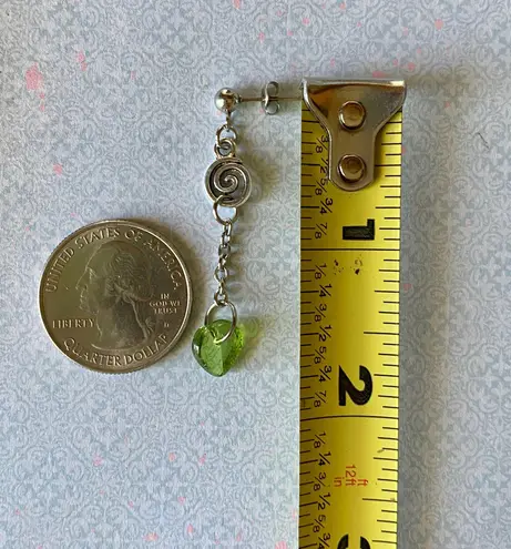 Handmade fairy forest vintage retro aesthetic style swirl & Czech glass leaf dangle earrings🍃⭐️🌙