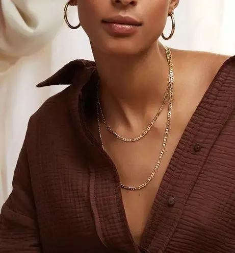 Gold 3mm Figaro Chain Link Necklace