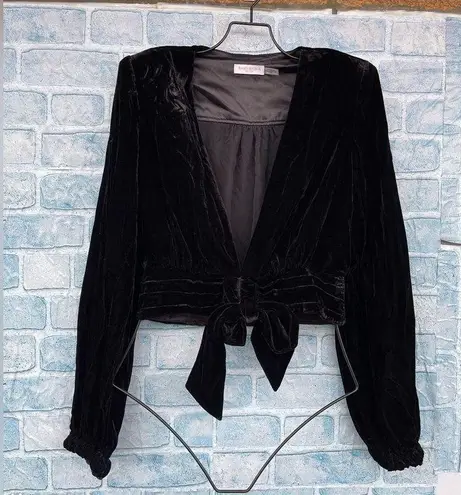 Ramy Brook Womens Jaxon Velvet Long Sleeves Cropped blazer top size medium