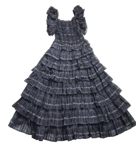 Ulla Johnson NWT  Darcey in Twilight Plaid Organdy Tiered Midi Dress 2 $745