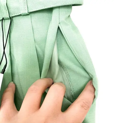 Stradivarius Asos Green Mid Rise Belted Wide Leg Slacks Size Medium