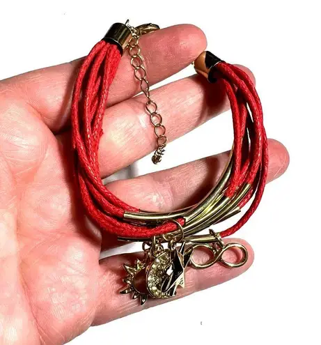 Boutique Multistrand Charm Bracelet Adjustable Red Gold Star Sun Moon Infinity Celestial