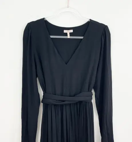 Rebecca Taylor Black V Neck Modal Midi Dress