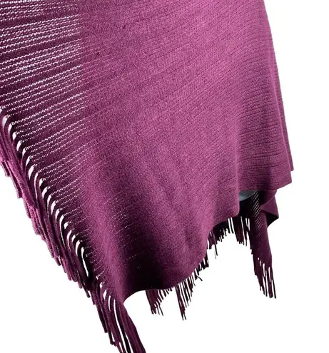 Knit Poncho Cape Shawl Faux Fur Collar Fringe OSFM Plum Purple Mob Wife NEW! Size undefined