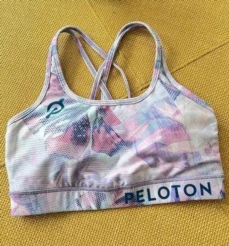 Peloton Women's S WITH  Wear It To Heart Floral Sports Bra Strappy Cross Back