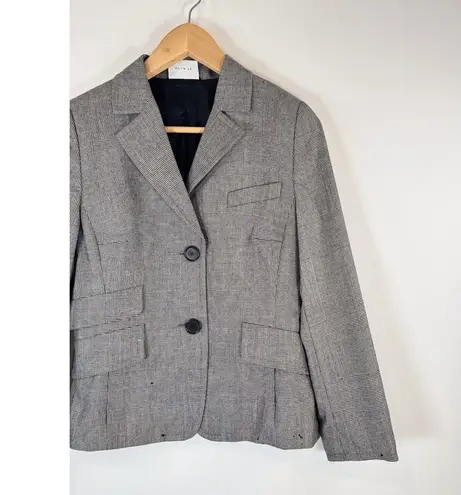 Akris Punto Women Blazer Gray Two Button Plaid Suit Jacket Notched Office Size 6