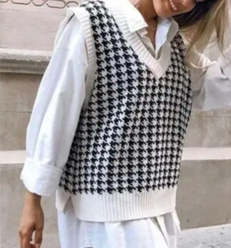 Miss Sparkling houndstooth sweater vest pink gray see measurements L