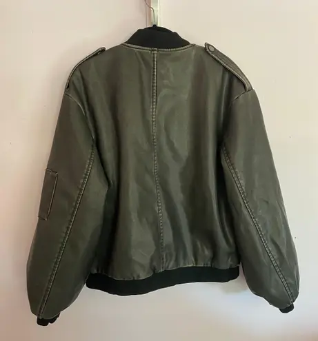 Edikted Vava Washed Faux Leather Bomber Jacket