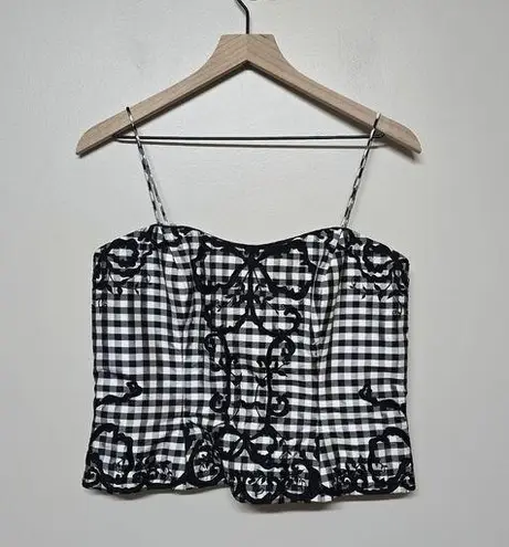 Marisa Baratelli Womens 100% Thai Silk Gingham Bustier Corset Boned In Sz 10 VTG