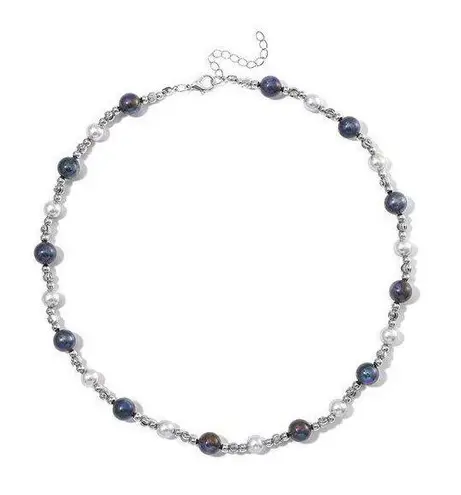 Peacock and Silver Color Shell Pearl Necklace (20