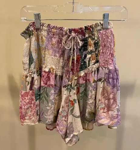 ZARA  - Linen Blend Multi-Colored Floral Shorts