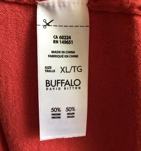 Buffalo David Bitton Sweater Coral Pointelle 3/4 Sleeves Knit Sweater Sz XL EUC