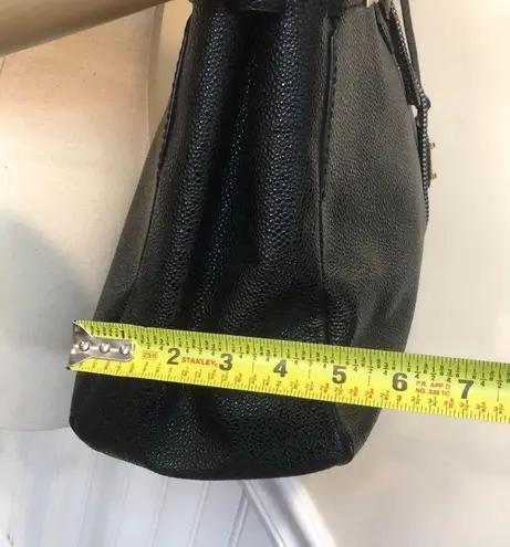 Henri Bendel CARLYLE Caviar Tumbled Black Leather Satchel Tote Crossbody