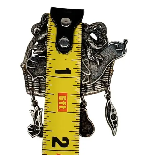 Gardeners Basket Veggies Vegetables Dangles Gift Vtg Cottagecore Grandmacore 2" Gray