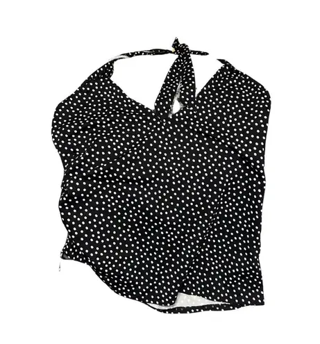 Lands' End Polka Dot Halter Swim Top Size 8 Black